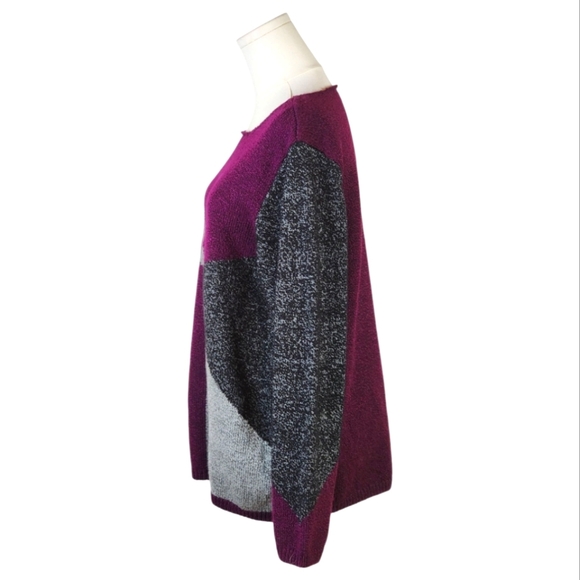 Karen Scott Colorblock Geometric Sweater Size M Purple, Gray, Black Long Sleeve - Picture 3 of 6